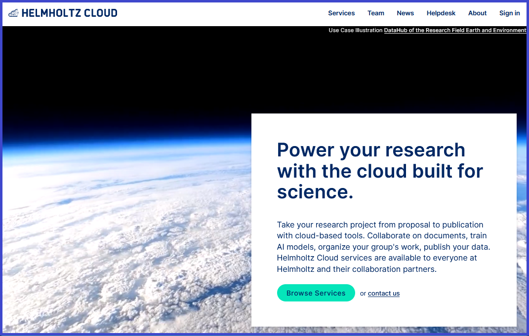 Screenshot Cloud landing page