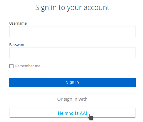 Keycloak login page, click on Helmholtz AAI