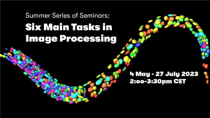 colorful bubbles on black background, dates and title of the seminar series