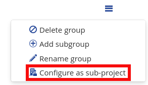 Enable sub-project on an existing subgroup