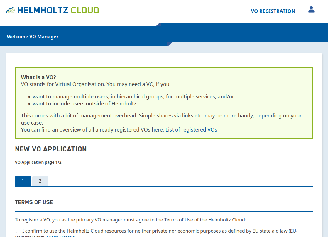 VO Application form