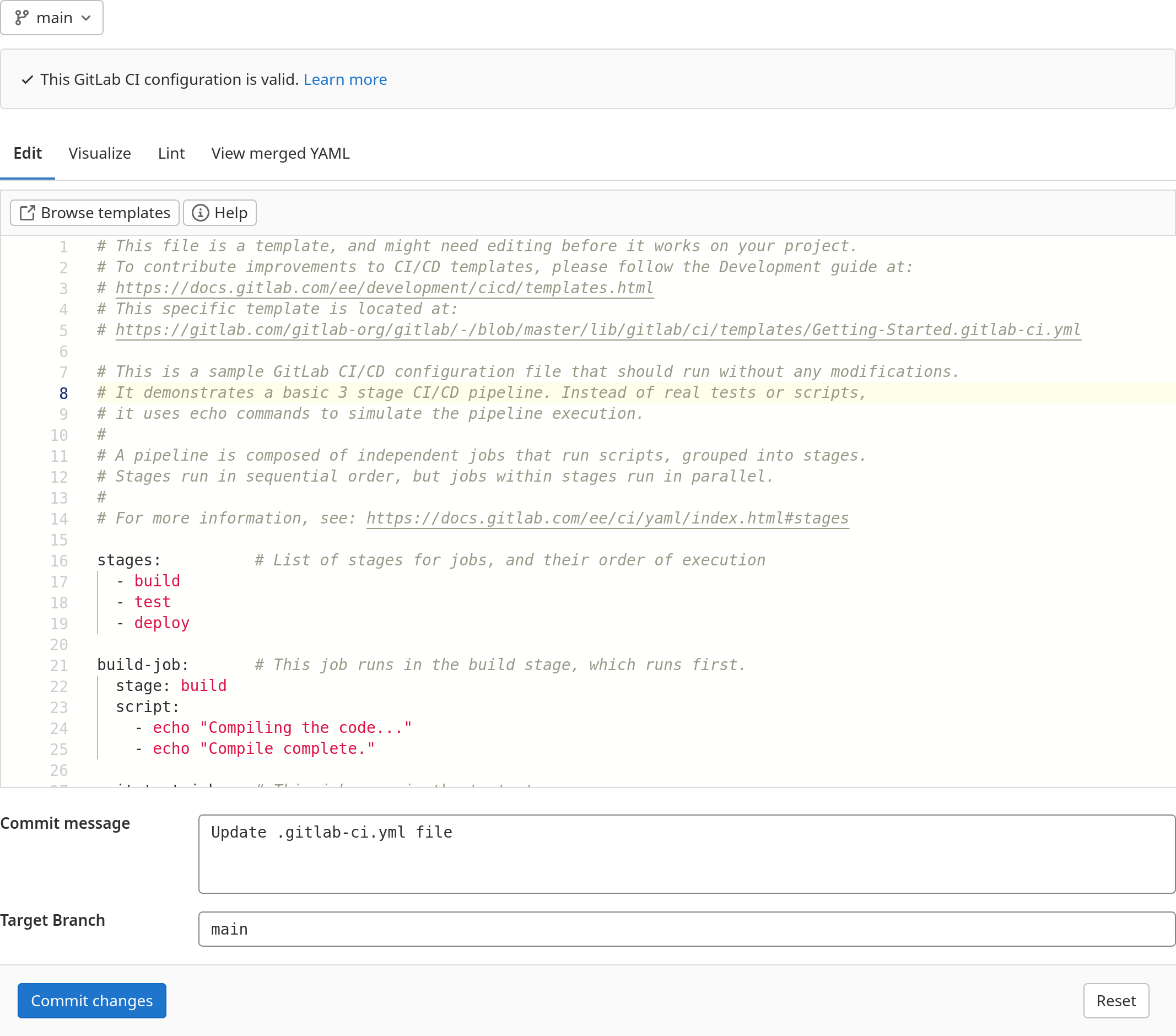 CI Pipeline Editor