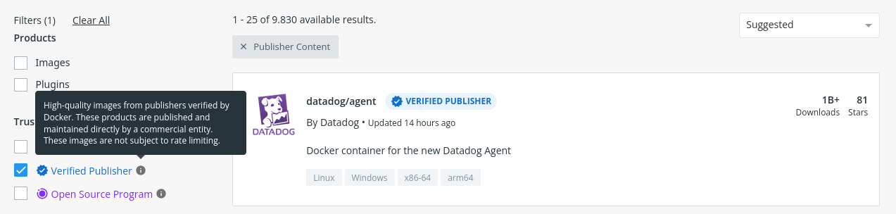 DockerHub Trusted Content - Verified Publishers